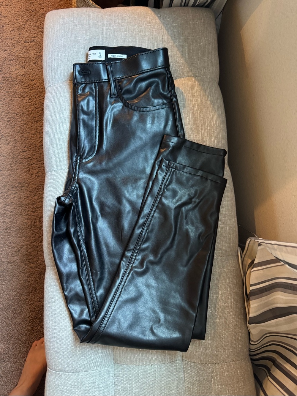 Abercrombie & Fitch Vegan Leather High-Rise Pants - Black